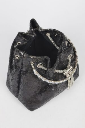 Sequins Bucket Bag W/stone Handle Sequins Bucket Bag W/stone Handle