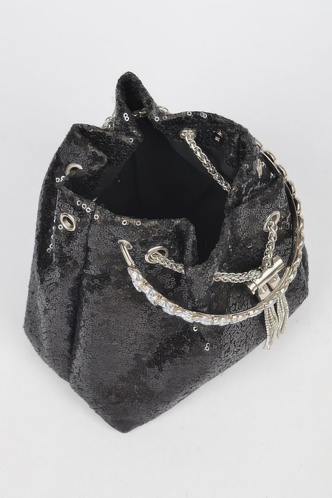 Sequins Bucket Bag W/stone Handle Sequins Bucket Bag W/stone Handle