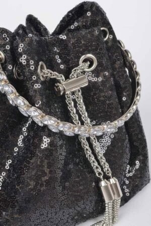 Sequins Bucket Bag W/stone Handle Sequins Bucket Bag W/stone Handle