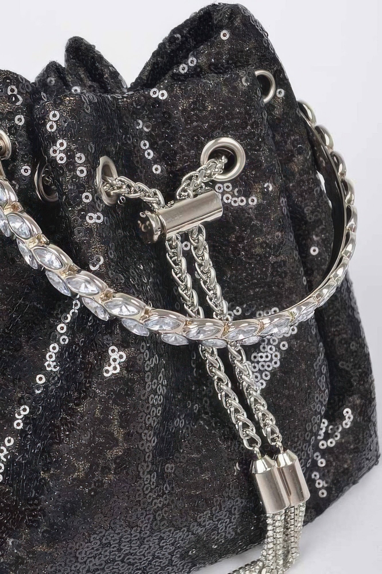 Sequins Bucket Bag W/stone Handle Sequins Bucket Bag W/stone Handle