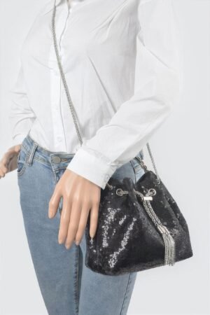 Sequins Bucket Bag W/stone Handle Sequins Bucket Bag W/stone Handle