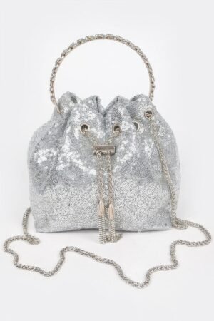 Sequins Bucket Bag W/stone Handle Sequins Bucket Bag W/stone Handle