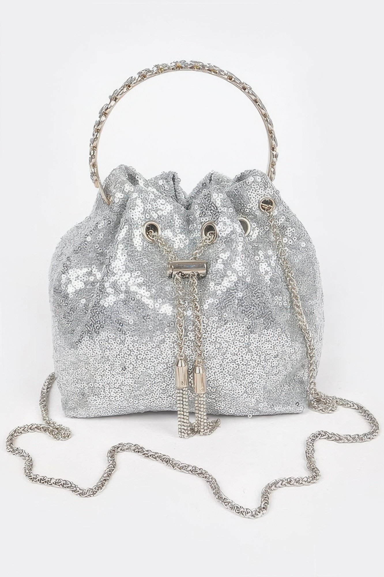 Sequins Bucket Bag W/stone Handle Sequins Bucket Bag W/stone Handle