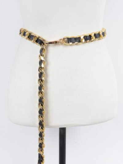 Faux Leather Oversized Chain Belt