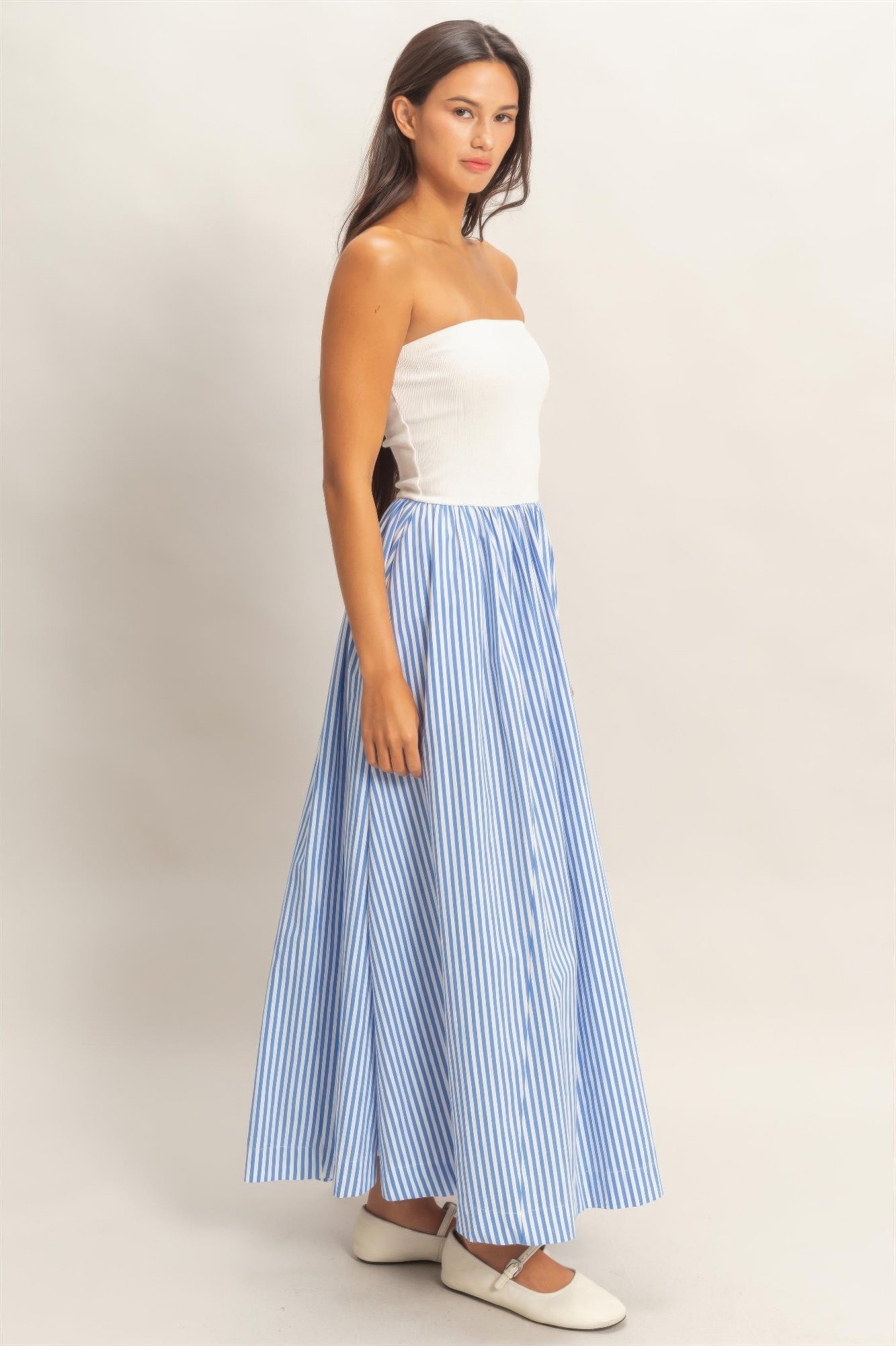 Striped Strapless Flowy Midi Dress Striped Strapless Flowy Midi Dress - Image 16