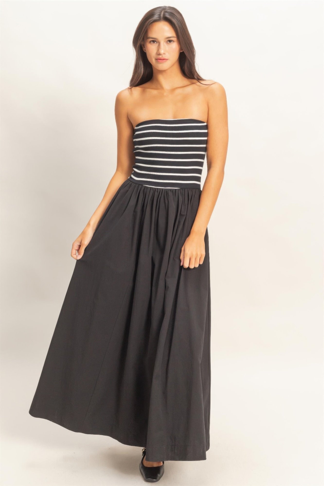 Striped Strapless Flowy Midi Dress Striped Strapless Flowy Midi Dress - Image 3