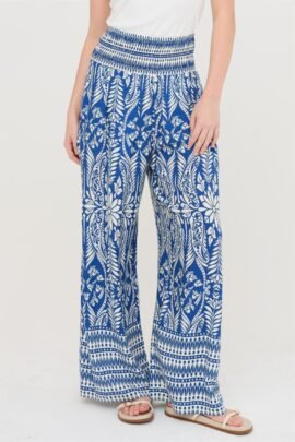 Smocked Waist Floral Pants
