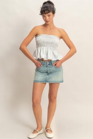 Striped Strapless Smocked Bandeau Top
