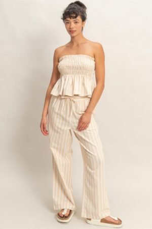 Striped Strapless Smocked Bandeau Top