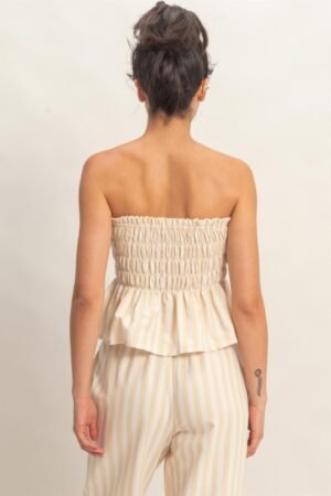 Striped Strapless Smocked Bandeau Top