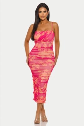 Floral Mesh Bodycon Midi Dress | Women’s Fashion