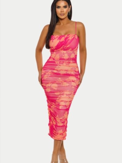 Floral Mesh Bodycon Midi Dress | Women’s Fashion