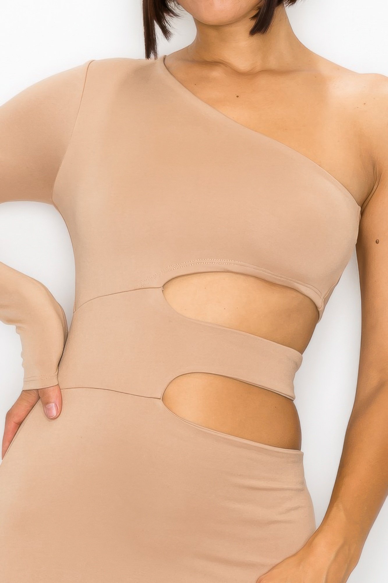 One Shoulder Maxi Dress With Waist Cut Out One Shoulder Maxi Dress With Waist Cut Out - Image 4