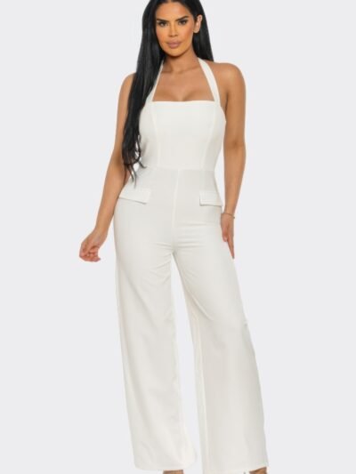 Halter Neck Jumpsuit Whit Back Zipper