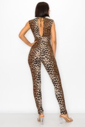 Animal Open Side Detail Skinny Jumpsuit - Image 5