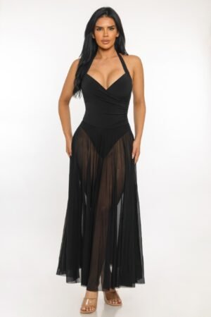 Halter Neck Evening Maxi Dress | Elegant Women’s Fashion