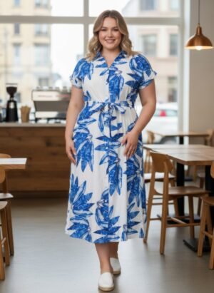 plus size tropical midi dress