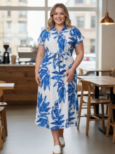 plus size tropical midi dress