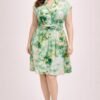 Plus Size Floral Waist Tie Shirt Dress