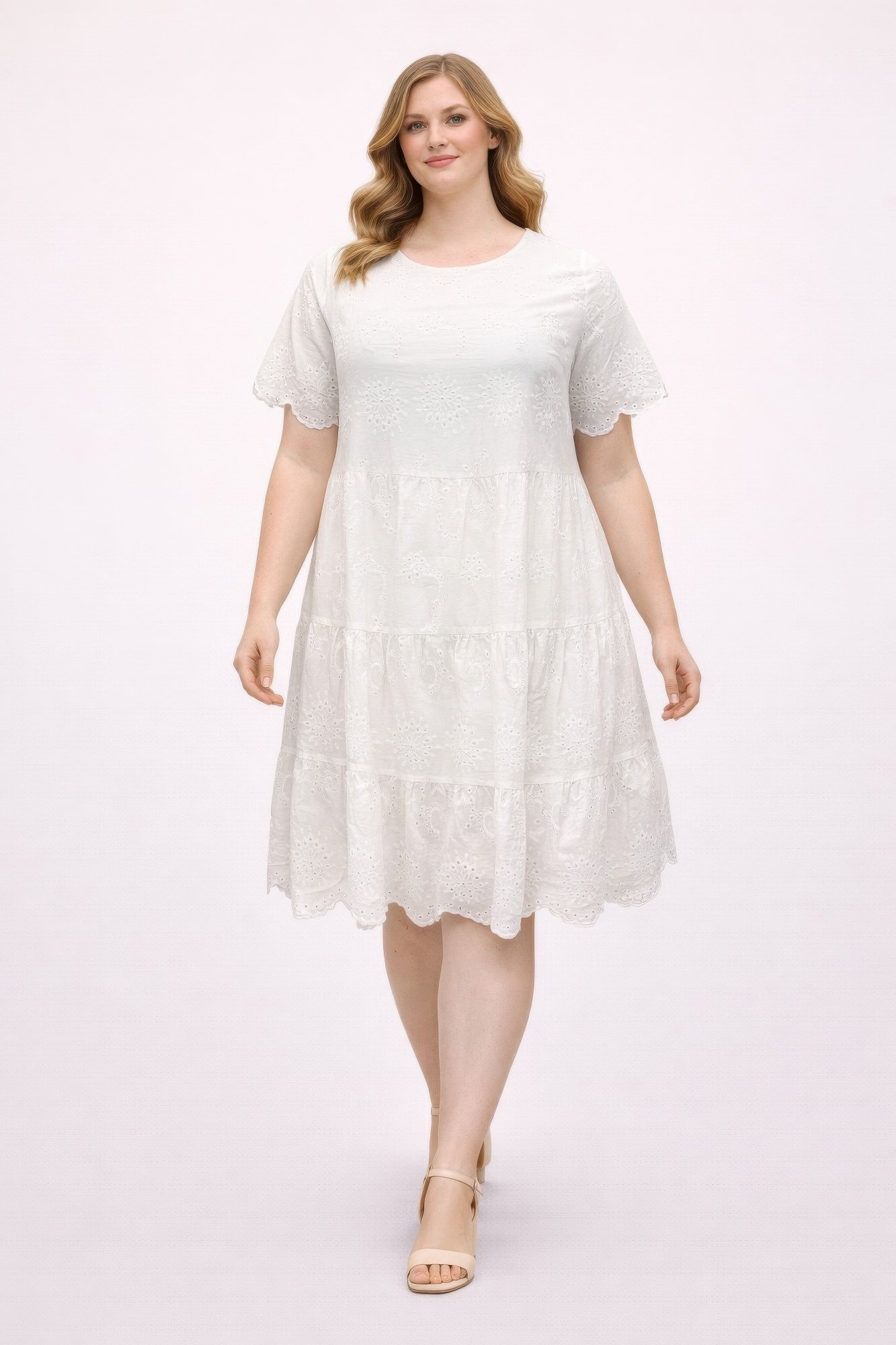Plus Size White Eyelet Tiered Dress Plus Size White Eyelet Tiered Dress