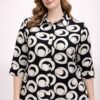 Geo Circle Print 3/4 Sleeve Button-up Shirt