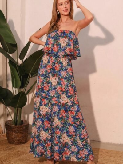 Strapless Floral Maxi Party Dress | Women’s Fashion