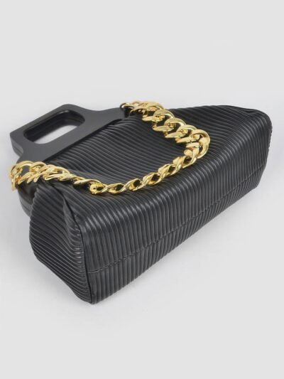 Pleated Wooden Handle Chain Bag Pleated Wooden Handle Chain Bag