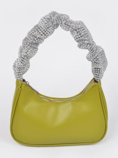 Faux Leather Pleated Shoulder Strap Bag