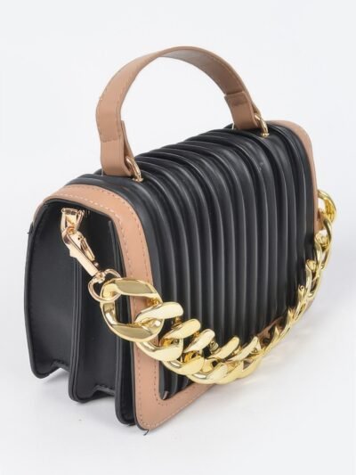 Pleated Faux Leather Color Chain Bag Pleated Faux Leather Color Chain Bag