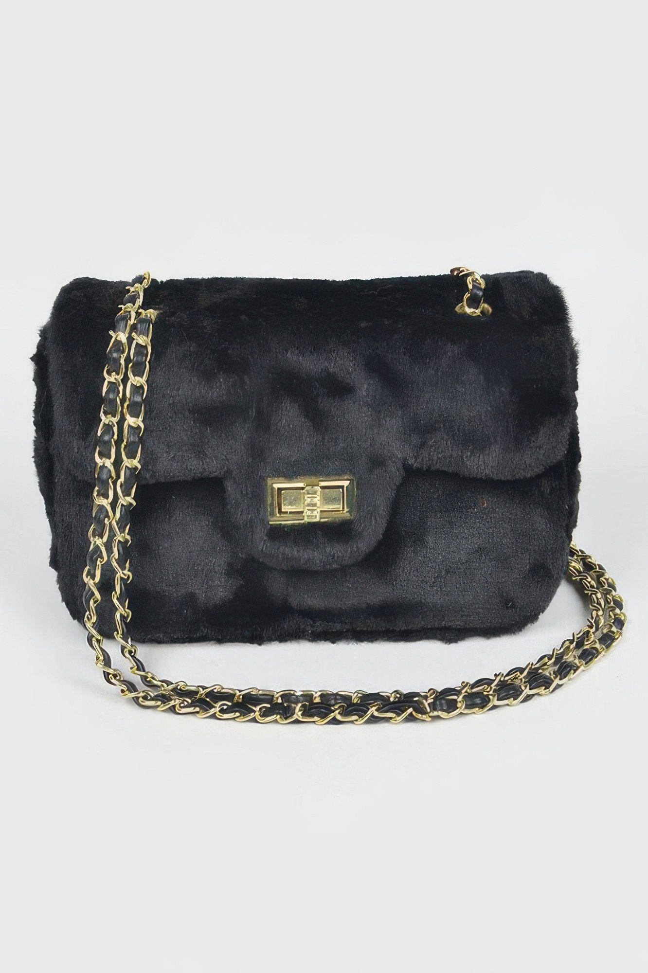 Faux Wool Flap Shoulder Bag Faux Wool Flap Shoulder Bag