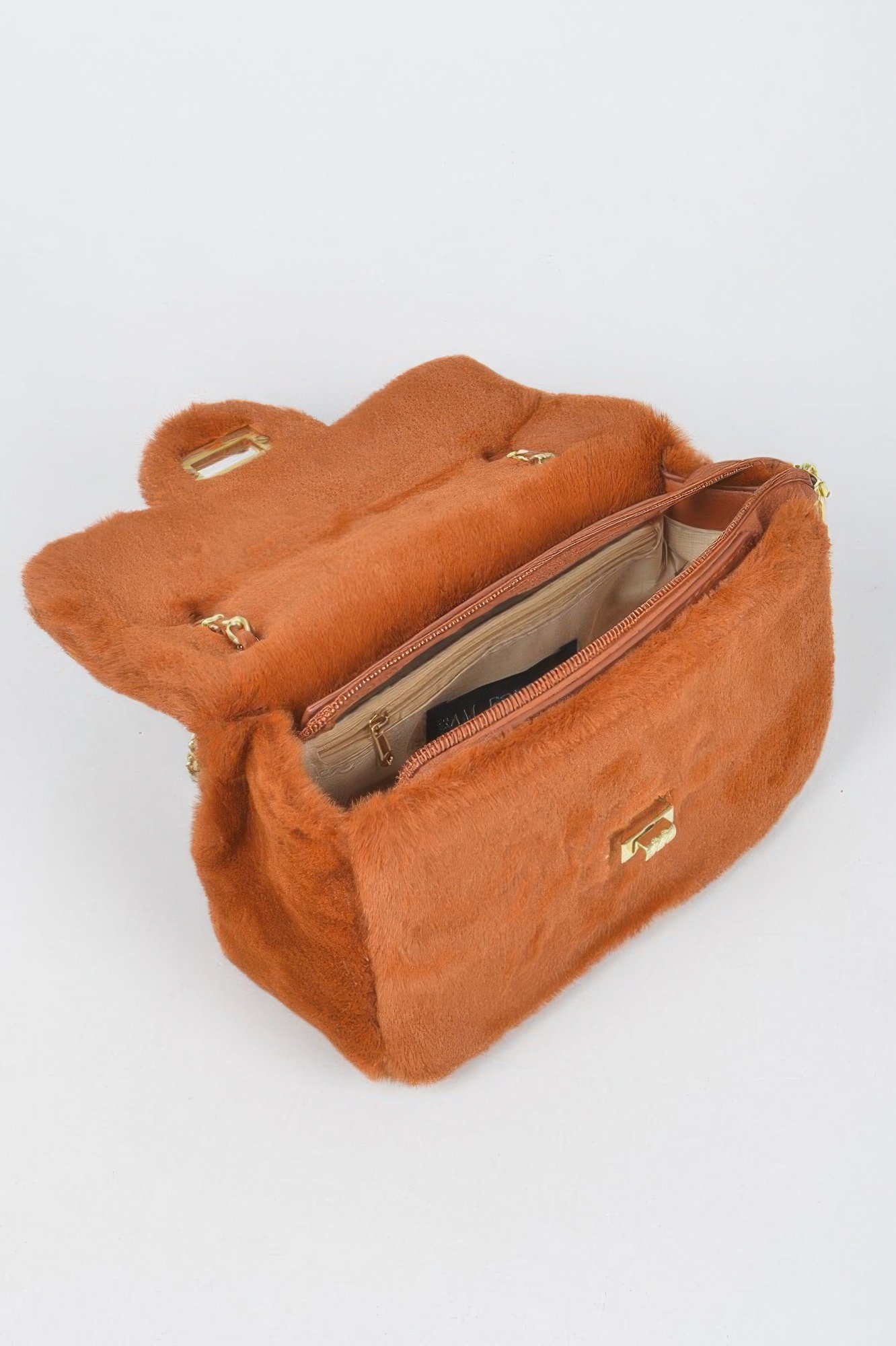 Faux Wool Flap Shoulder Bag Faux Wool Flap Shoulder Bag - Image 6