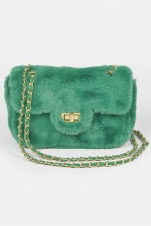 Faux Wool Flap Shoulder Bag Faux Wool Flap Shoulder Bag