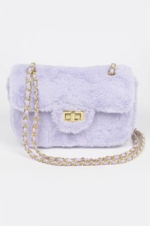 Faux Wool Flap Shoulder Bag Faux Wool Flap Shoulder Bag