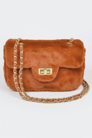 Faux Wool Flap Shoulder Bag Faux Wool Flap Shoulder Bag