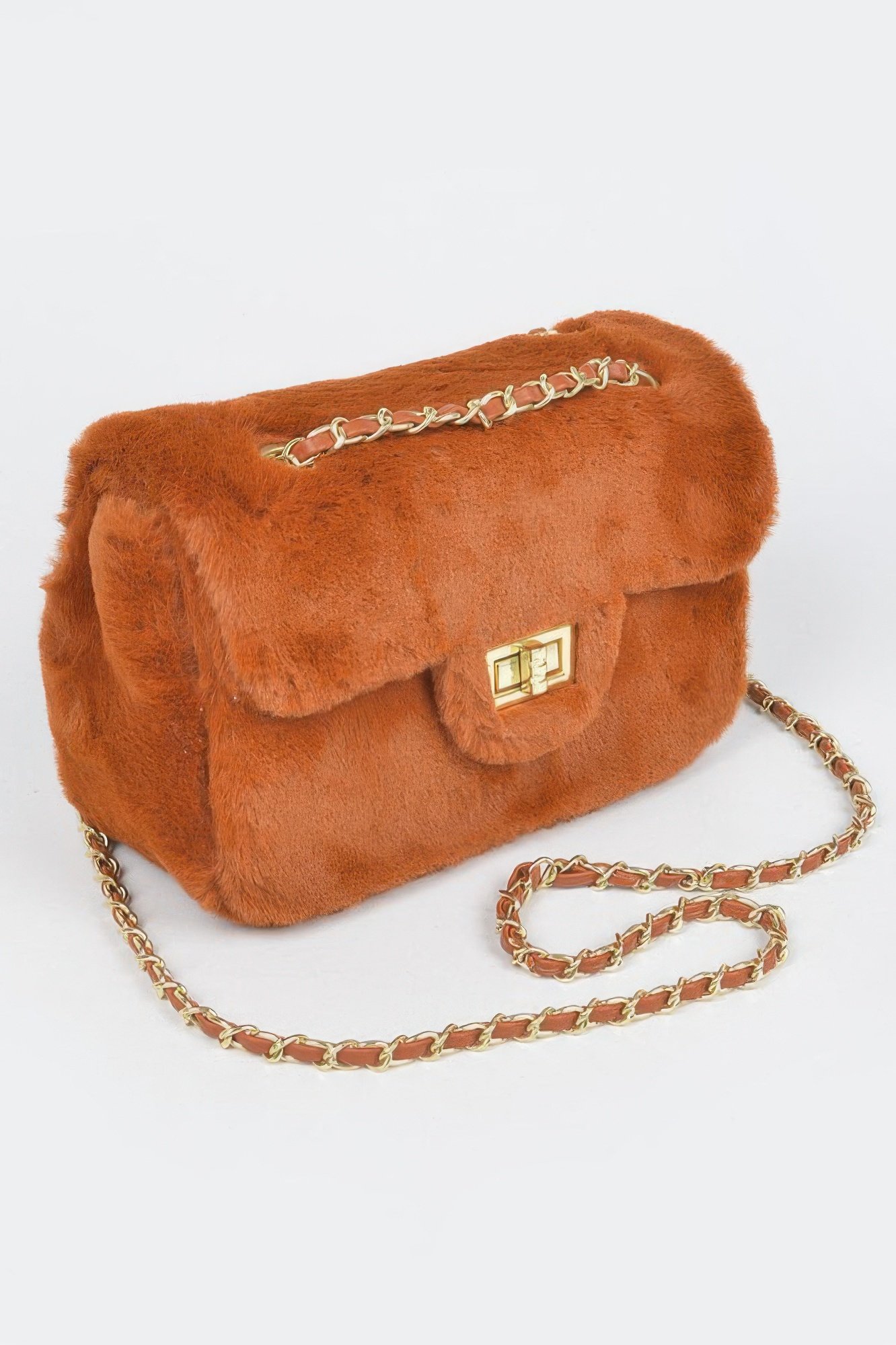 Faux Wool Flap Shoulder Bag Faux Wool Flap Shoulder Bag - Image 3