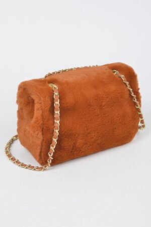 Faux Wool Flap Shoulder Bag Faux Wool Flap Shoulder Bag