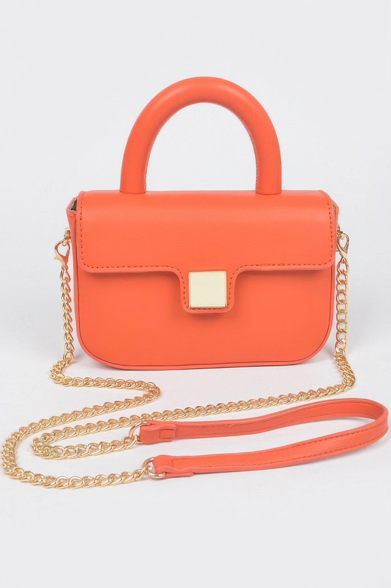 Faux Leather Top Handle Flap Crossbody Bag Faux Leather Top Handle Flap Crossbody Bag - Image 3