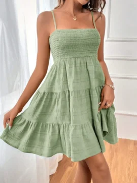 Smocked Tiered Mini Dress - Cami A-line Dress