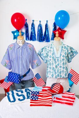 Sky Blue Stripe Lily Floral Embroidered Puff Sleeve Button Down Shirt Sky Blue Stripe Lily Floral Embroidered Puff Sleeve Button Down Shirt - Image 6
