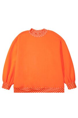 Racing Red Polka Dot Patchwork Round Neck Plus Size Sweatshirt - Image 36