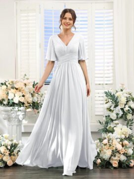 Split Mixed Satin Banquet Evening Long Dress - Image 5