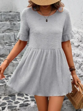 Crinkle Textured Ruffle Babydoll Blouse - Image 6