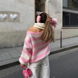 Loose Striped Pullover Sweater Fashion Versatile Long-sleeved Knitted Tops For Women Clothing Loose Striped Pullover Sweater Fashion Versatile Long-sleeved Knitted Tops For Women Clothing - Image 6