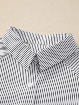 Striped Button Down Smocked Cuff Shirt - Image 14