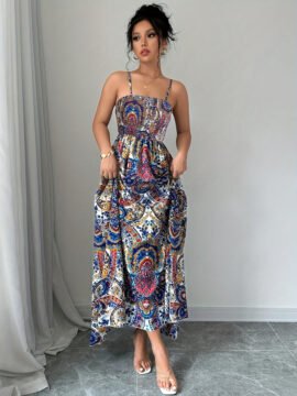 Mid Length Womens Printed Slip Dress - Image 4