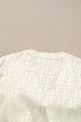 Oatmeal Geometric Jacquard V Neck Bishop Sleeve Blouse Oatmeal Geometric Jacquard V Neck Bishop Sleeve Blouse - Image 6