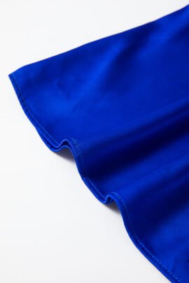Dark Blue Asymmetric One Shoulder Bell Sleeve Satin Blouse Dark Blue Asymmetric One Shoulder Bell Sleeve Satin Blouse - Image 8