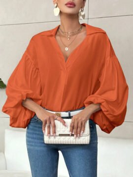 Polka Dot Half-Open Neck Loose Bubble Sleeve Long Sleeve Top Polka Dot Half-Open Neck Loose Bubble Sleeve Long Sleeve Top - Image 10