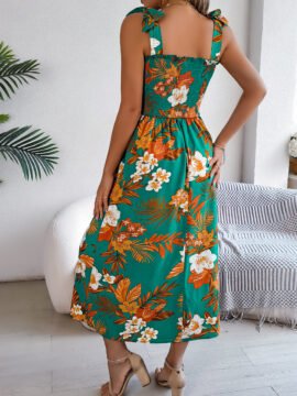Flowers Print Suspender Corset Dress Ins Fashion Holiday Beach Long Dresses Summer Clothing For Women Flowers Print Suspender Corset Dress Ins Fashion Holiday Beach Long Dresses Summer Clothing For Women - Image 4