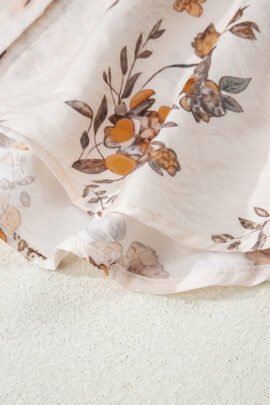 Apricot Floral Printed Silky Button Up Long Sleeve Shirt Apricot Floral Printed Silky Button Up Long Sleeve Shirt - Image 8